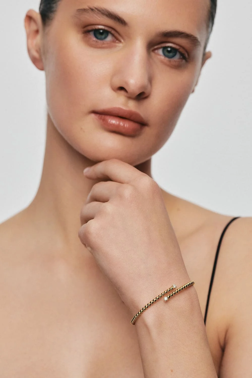 Bracelets Duo spiral bracelet, diamonds, yellow gold with modern elegance