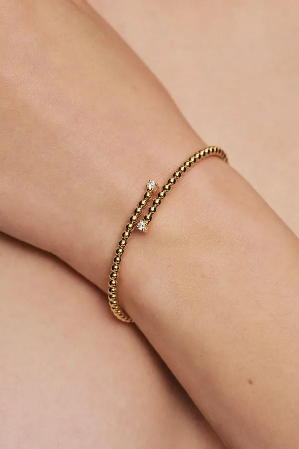 Bracelets Duo spiral bracelet, diamonds, yellow gold for everyday elegance
