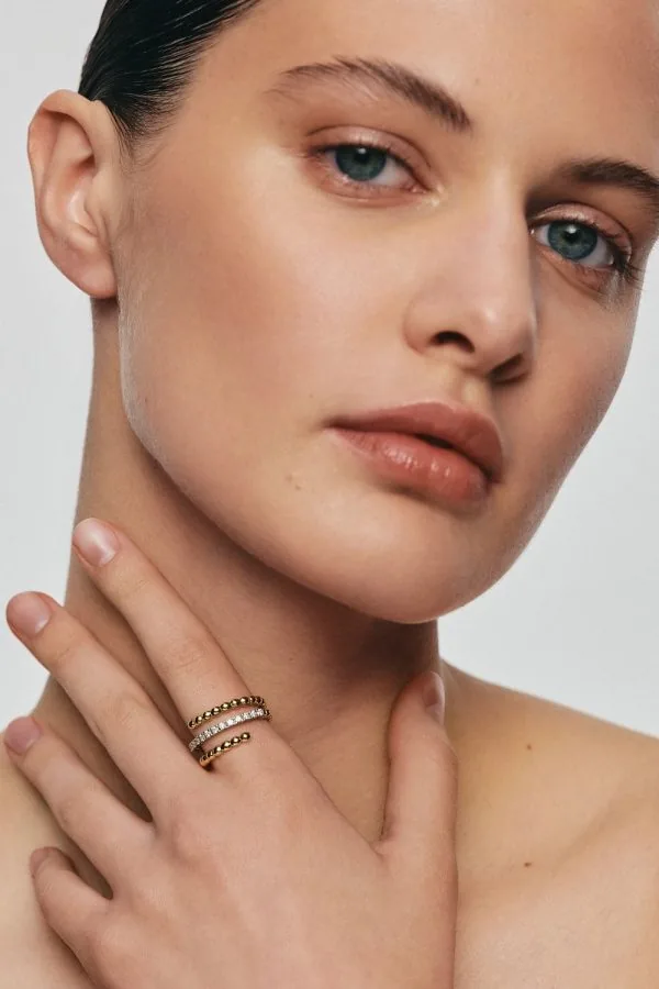 Rings Spiral Ring, diamonds, yellow gold with modern design available now