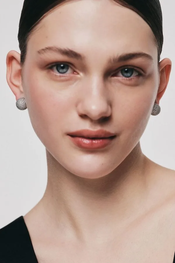 Earrings Mini Orbs Earrings, diamonds, white gold with timeless design by Guzema