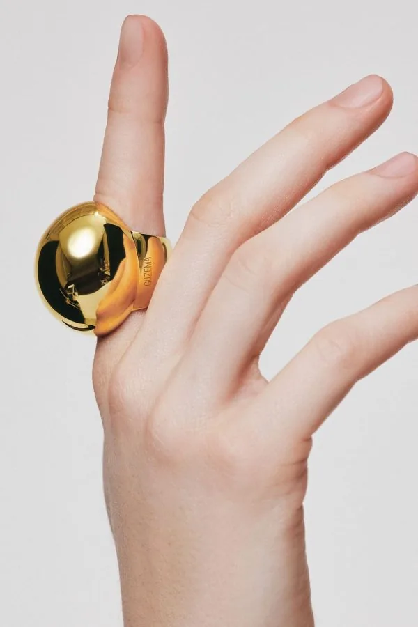 Rings Bold Orb Ring, yellow gold with luxury craftsmanship from Guzema