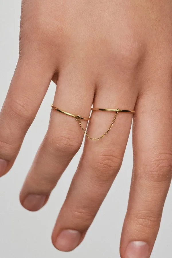 Rings Duo Band Ring, yellow gold with modern design available now