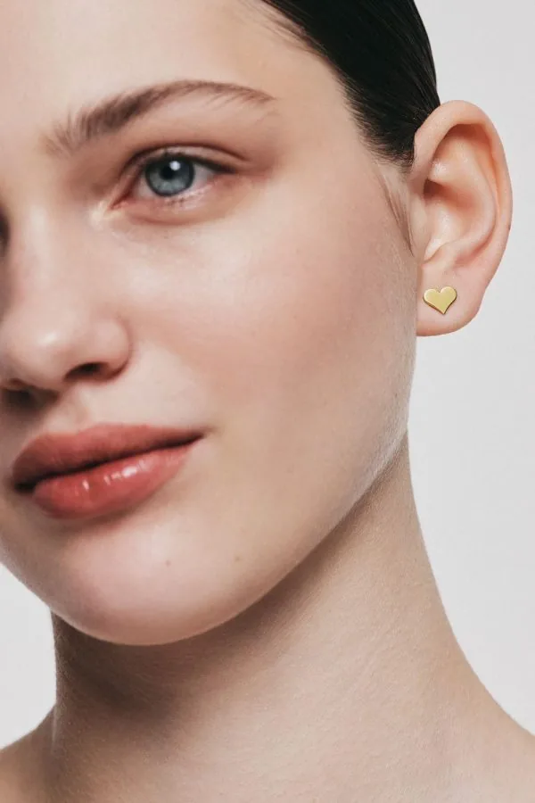 Earrings Flat Heart Earrings, yellow gold for a unique and sophisticated look