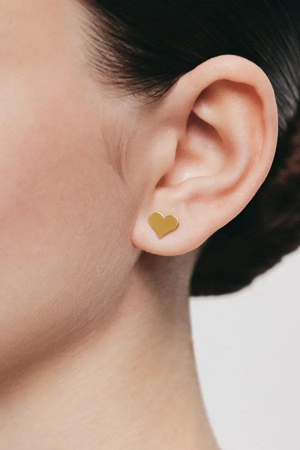 Earrings Flat Heart Earrings, yellow gold for a unique and sophisticated look