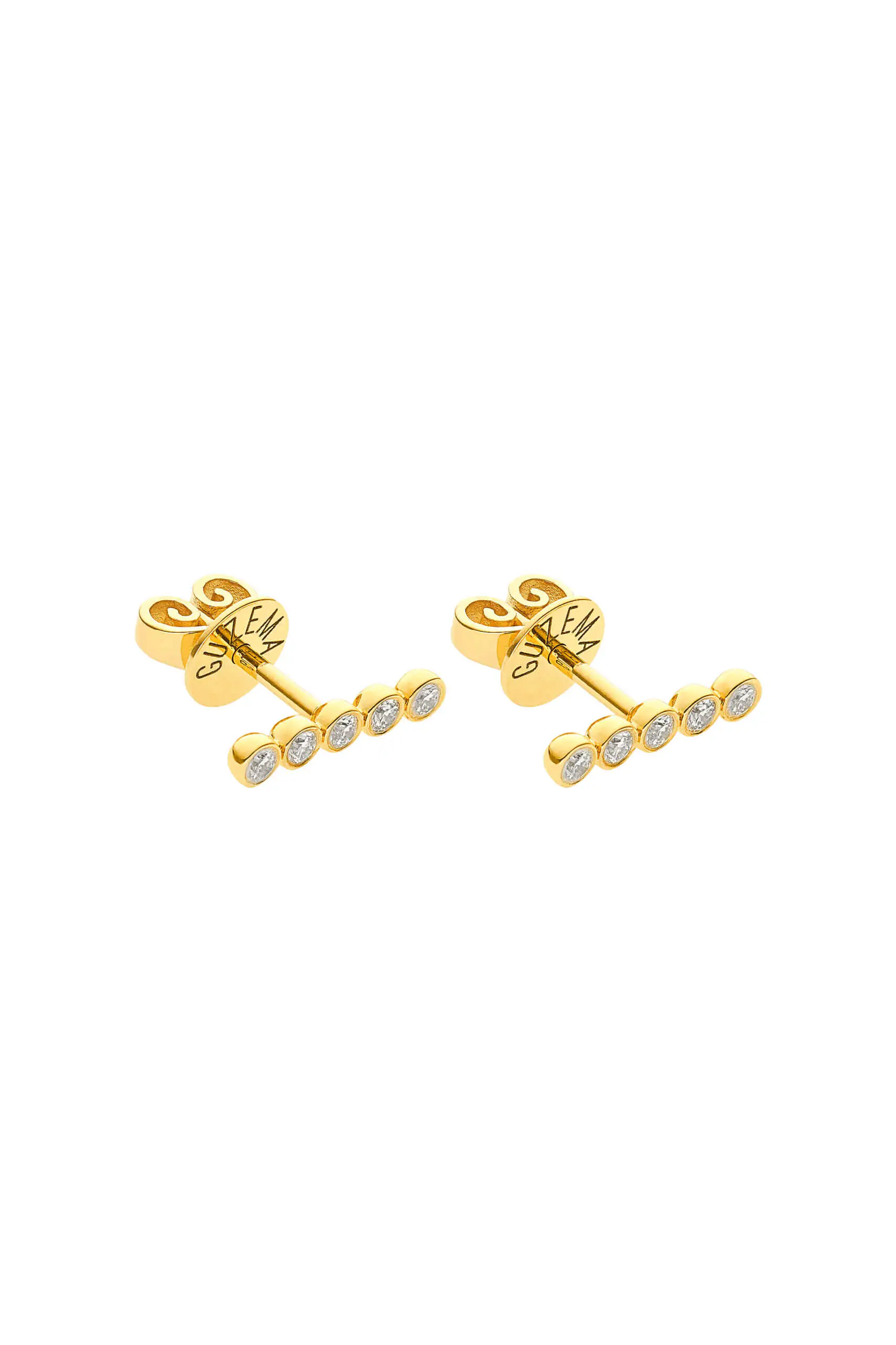 Earrings Diamond Line Earrings, yellow gold with timeless design by Guzema