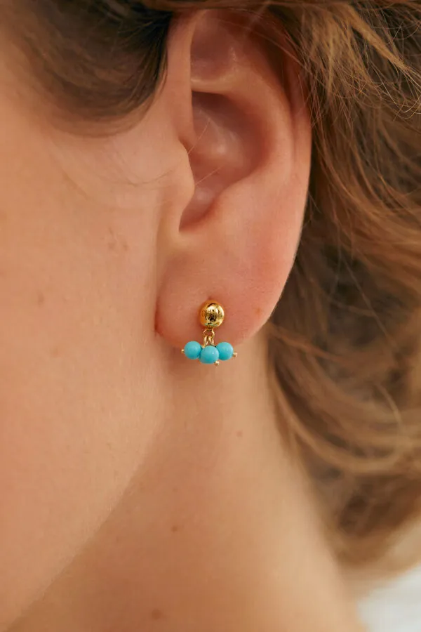 Earrings Turquoise Earrings, yellow gold for a unique and sophisticated look