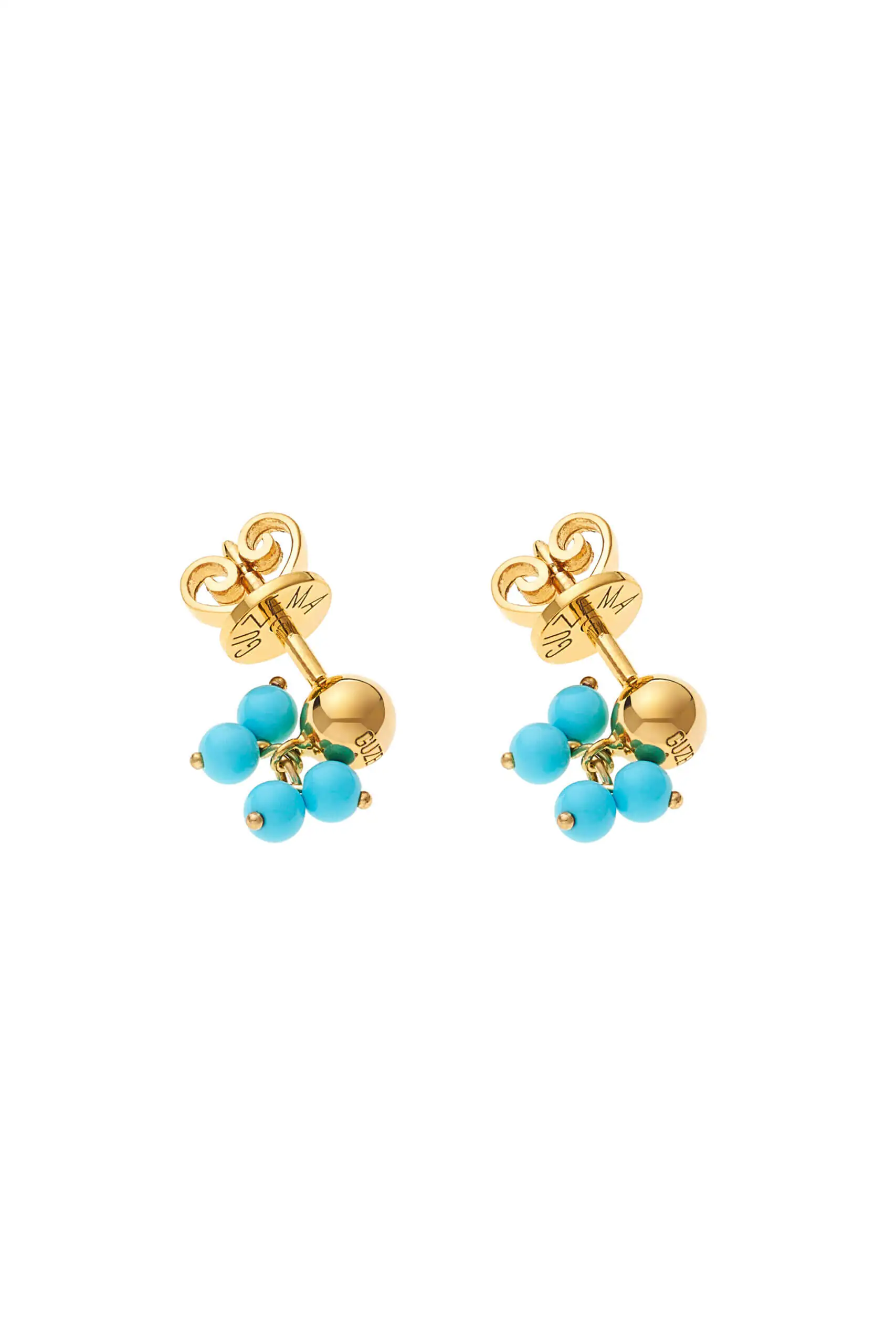 Earrings Turquoise Earrings, yellow gold for a unique and sophisticated look