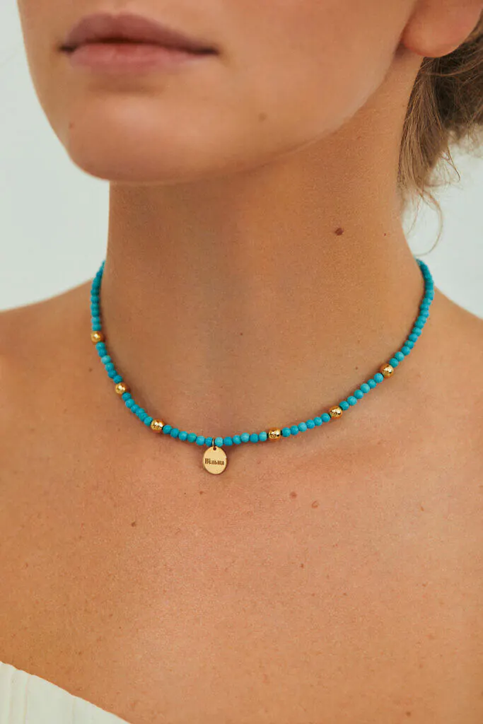 Exclusive Necklaces Freedom Turquoise Necklace, yellow gold from Guzema