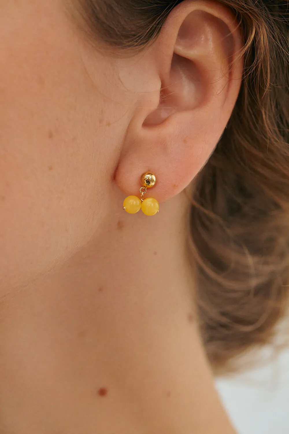 Earrings Amber Earrings, yellow gold for a unique and sophisticated look