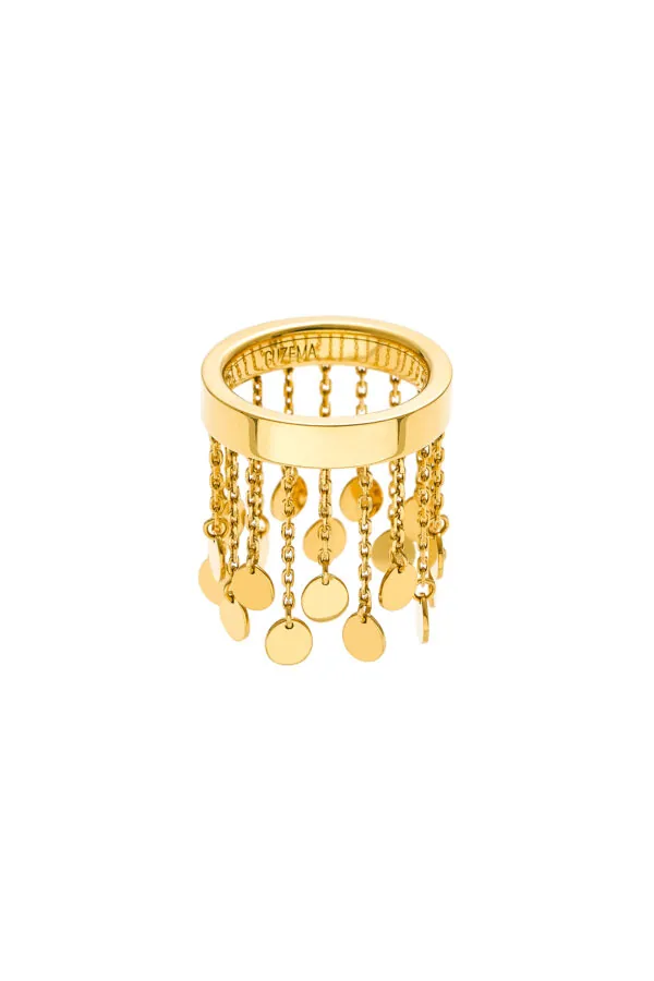Rings Flat Chainfall Ring, yellow gold with luxury craftsmanship from Guzema