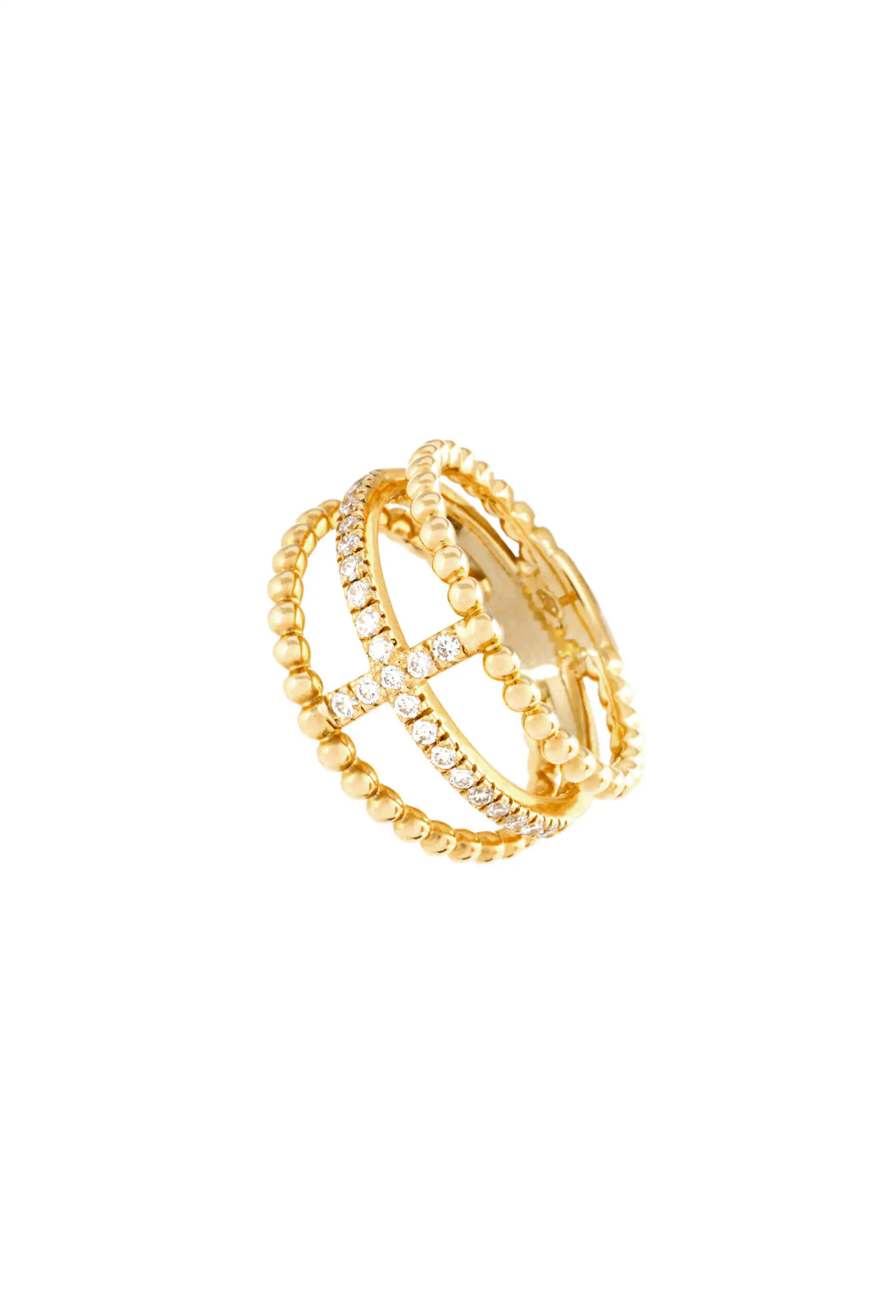 Rings Cross Ring, diamonds, yellow gold with modern design available now