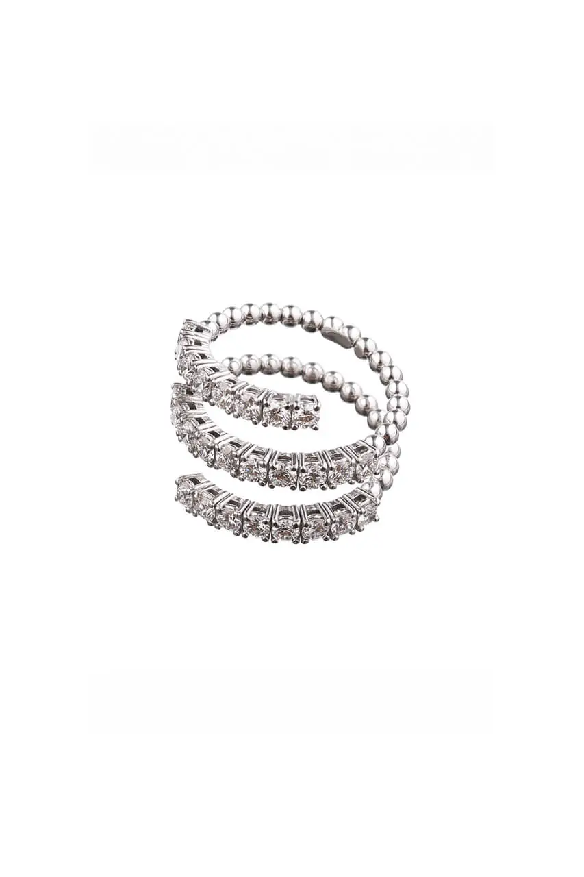 Rings Trio Spiral Ring, diamonds, white gold available online with expert craftsmanship