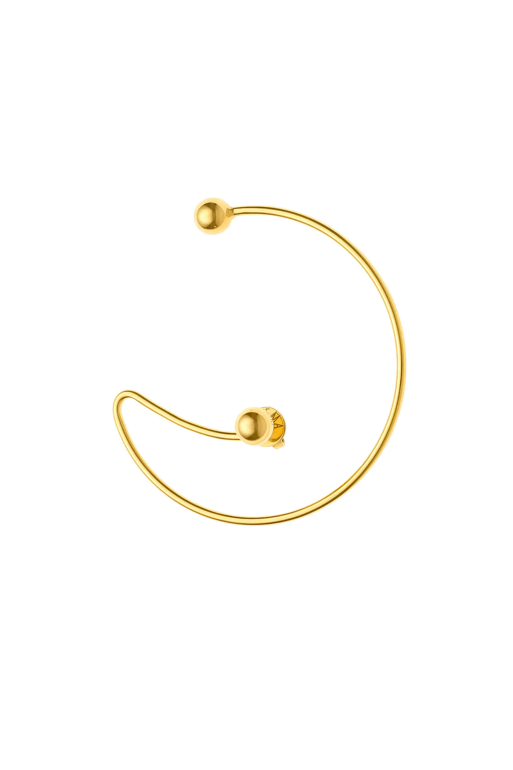 Earrings Moon Arc Mono Earring, yellow gold with timeless design by Guzema