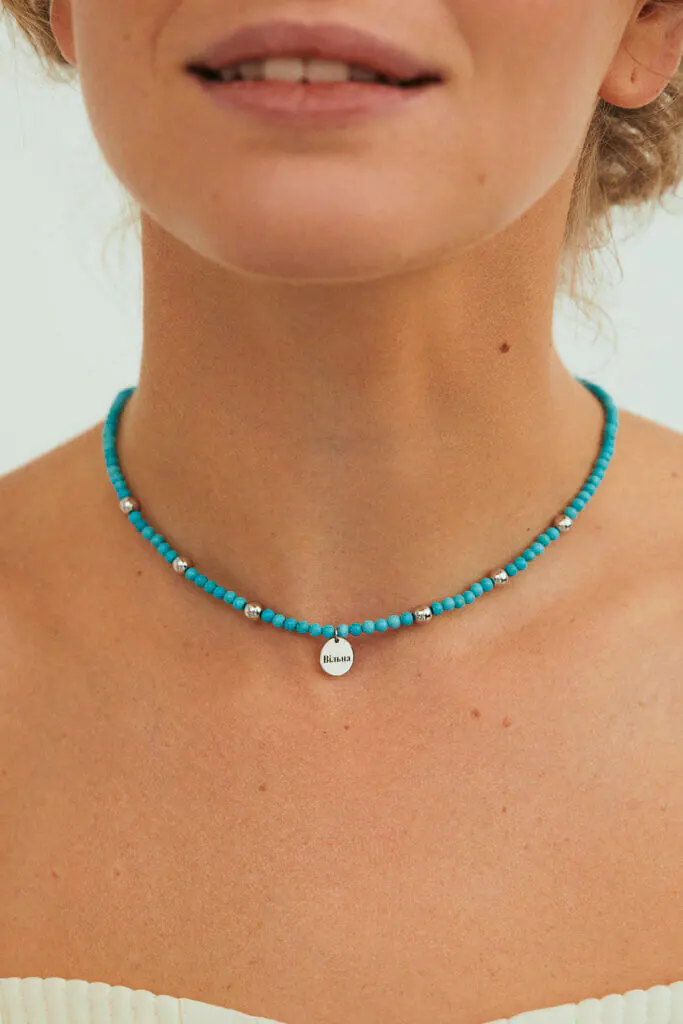 Necklaces Freedom Turquoise Necklace, white gold with fast delivery from Guzema