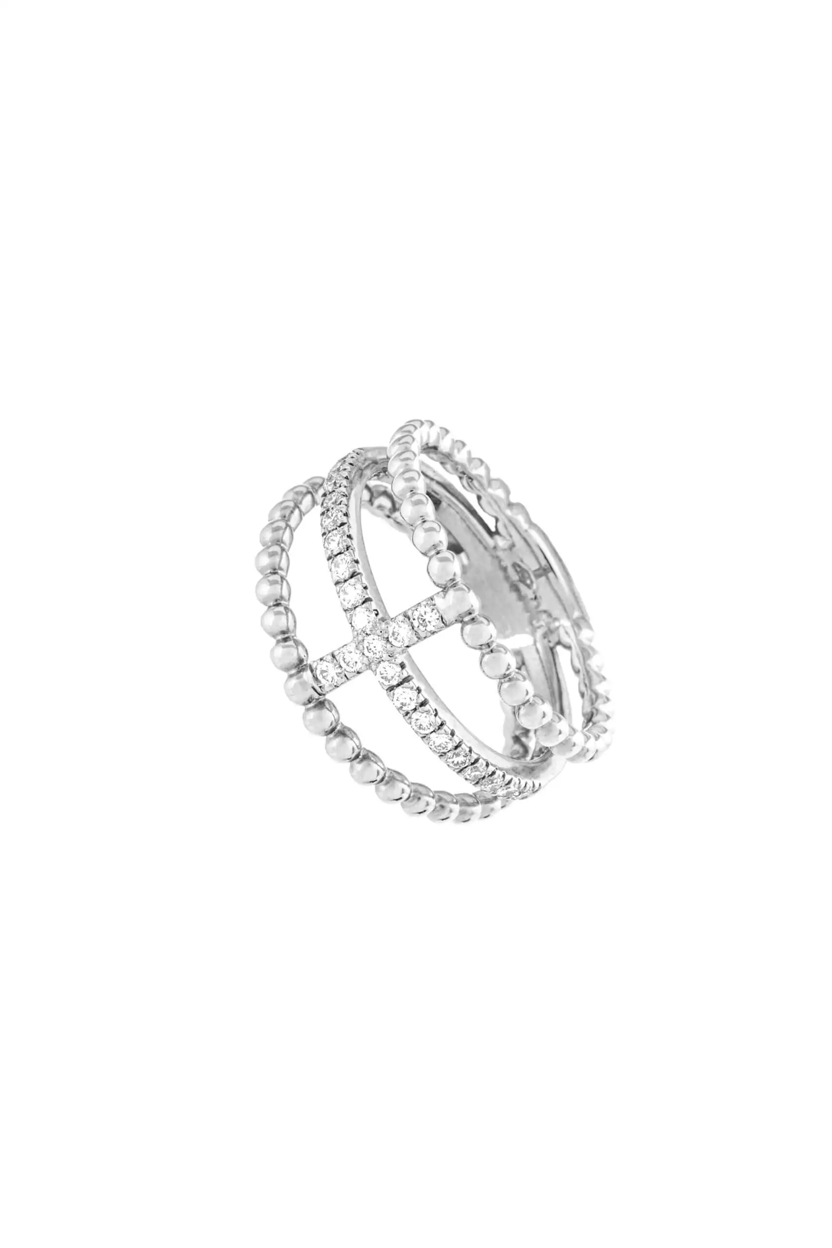 Rings Cross Ring, diamonds, white gold with modern design available now