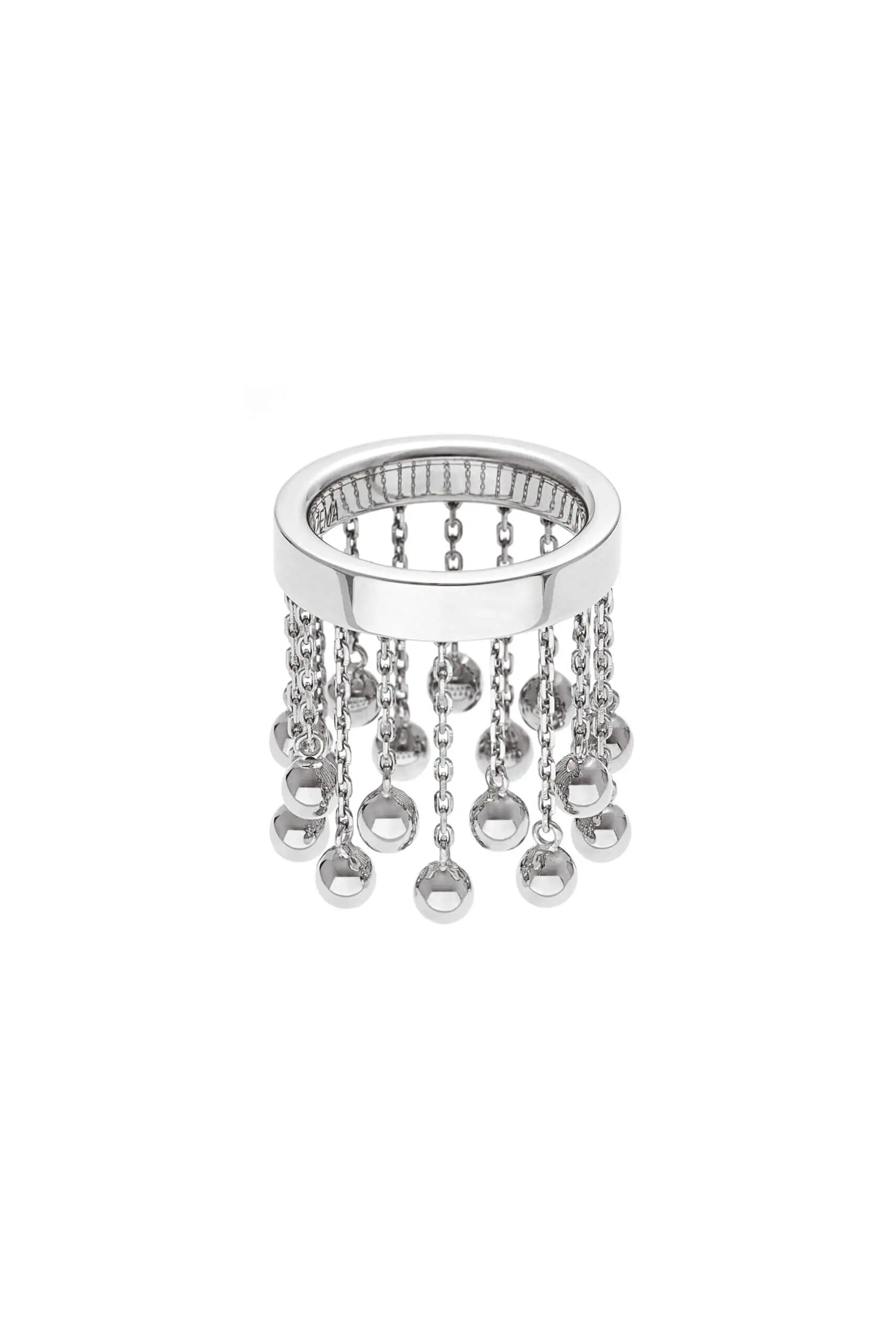 Rings Orbs Chainfall Ring, white gold available online with expert craftsmanship