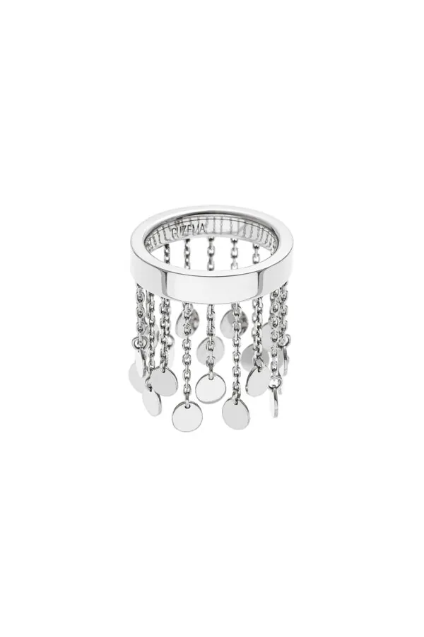 Rings Flat Chainfall Ring, white gold with luxury craftsmanship from Guzema