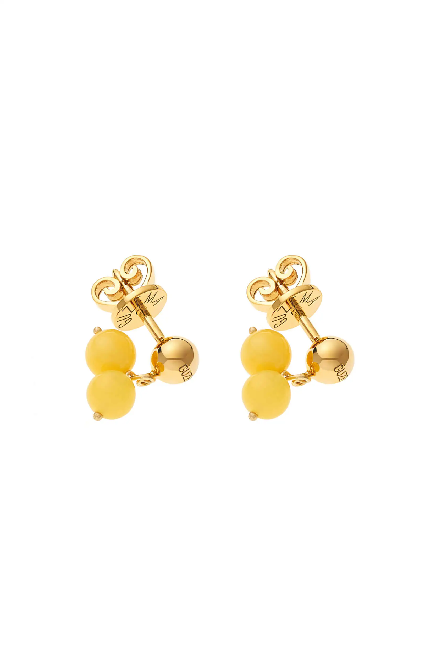 Earrings Amber Earrings, yellow gold with timeless design by Guzema