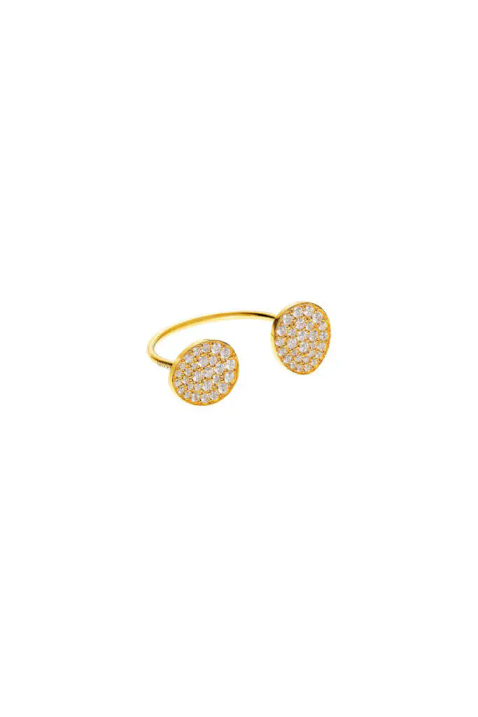 Rings Duo Flat Ring, diamonds, yellow gold with modern design available now