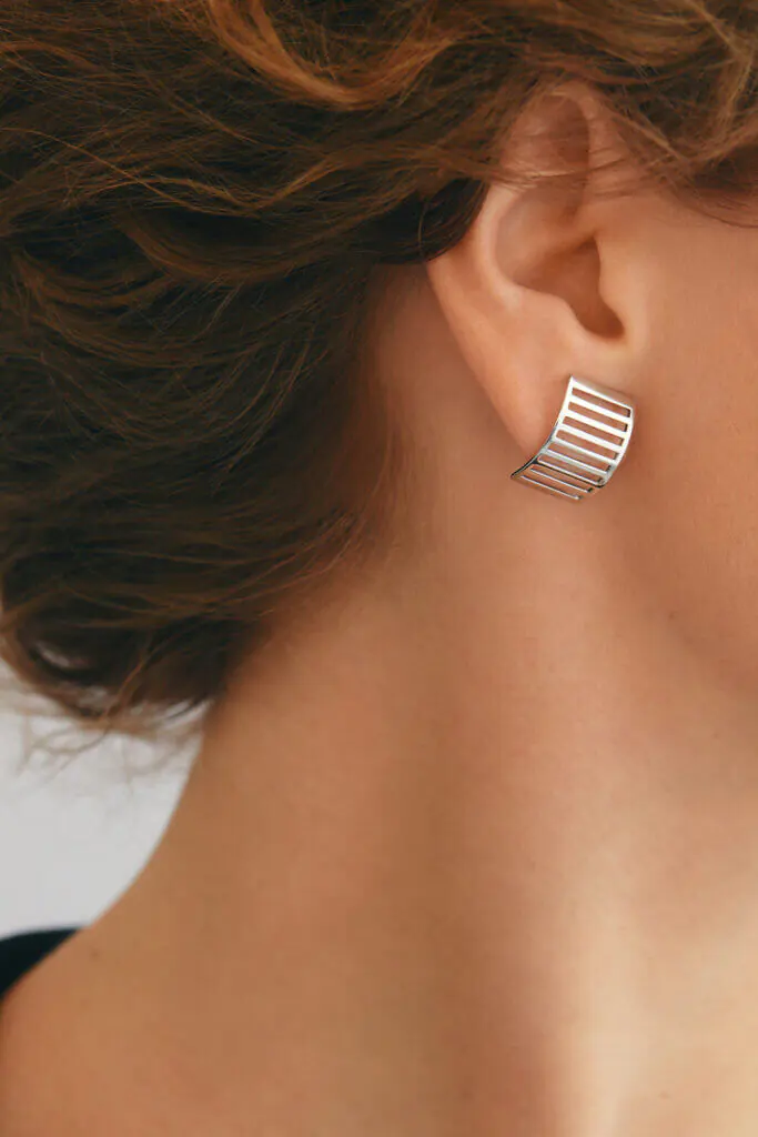 Earrings Striped Earrings, white gold for stylish and elegant looks