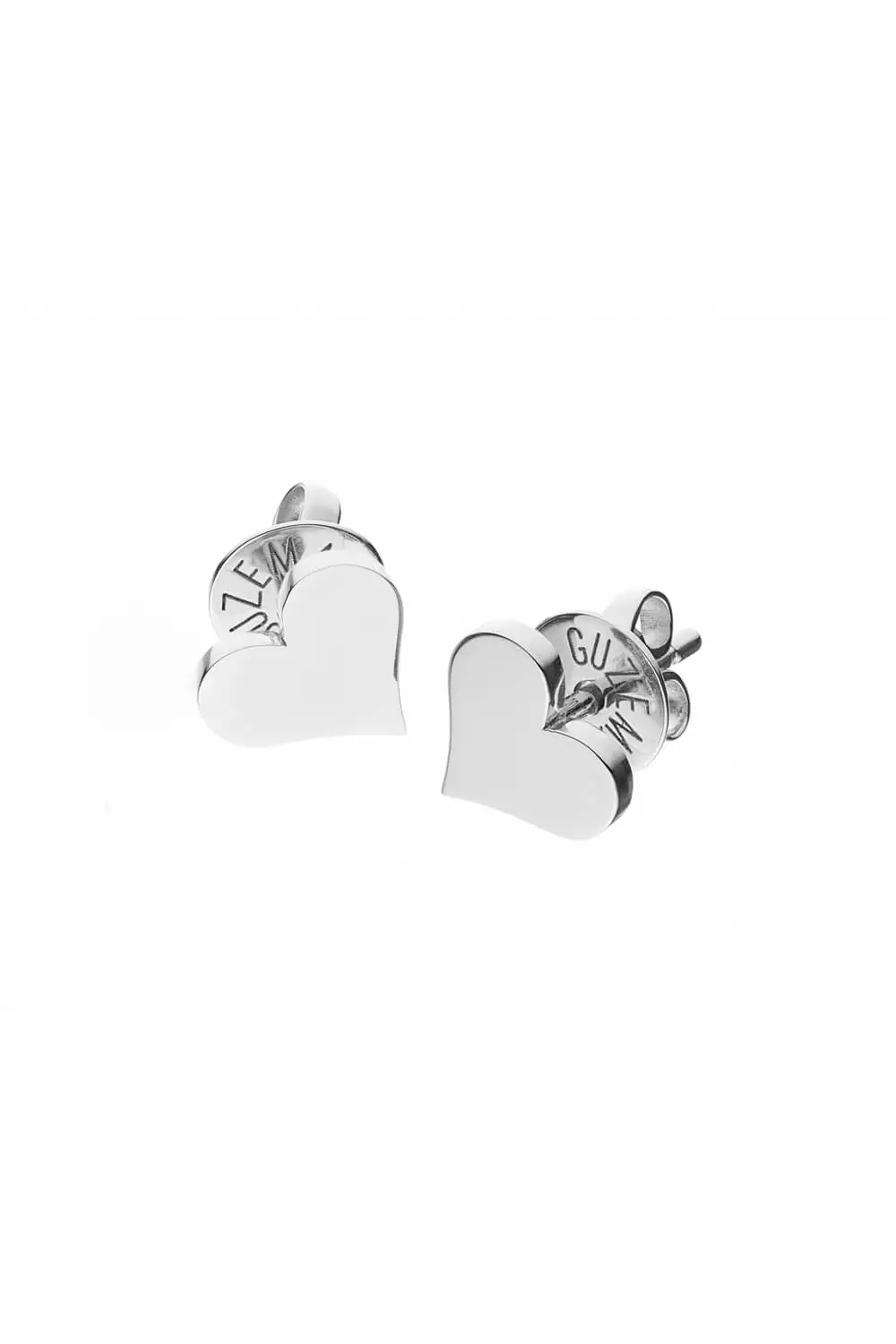 Earrings Flat Heart Earrings, white gold for stylish and elegant looks