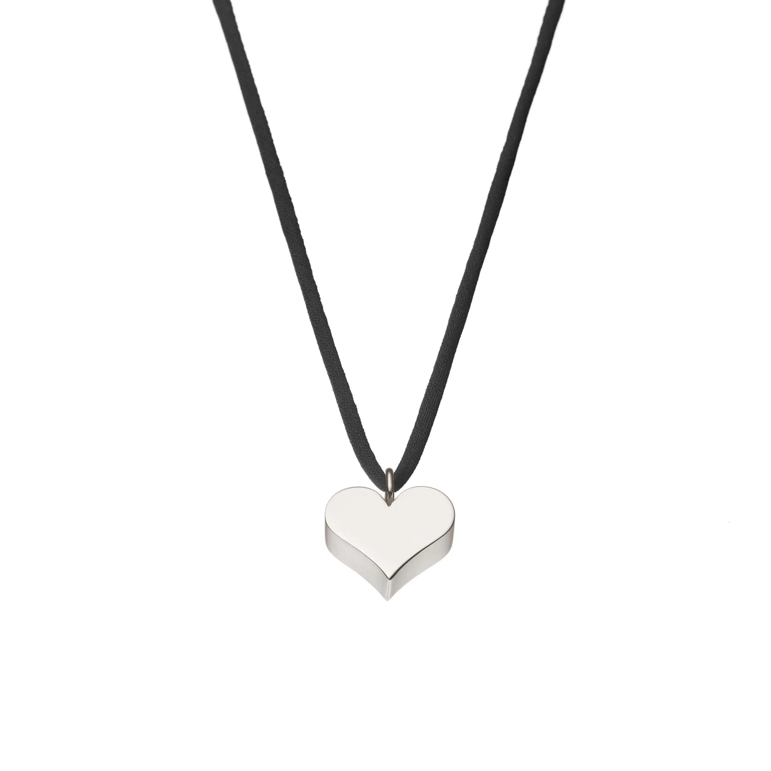 Custom Necklaces Bold Puffed Heart Pendant, white gold for a luxurious style