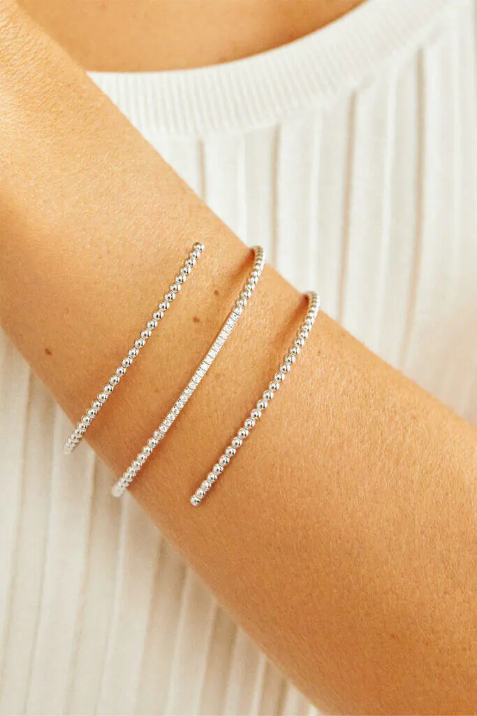 Bracelets Triple Spiral Bracelet, diamonds, white gold with modern elegance