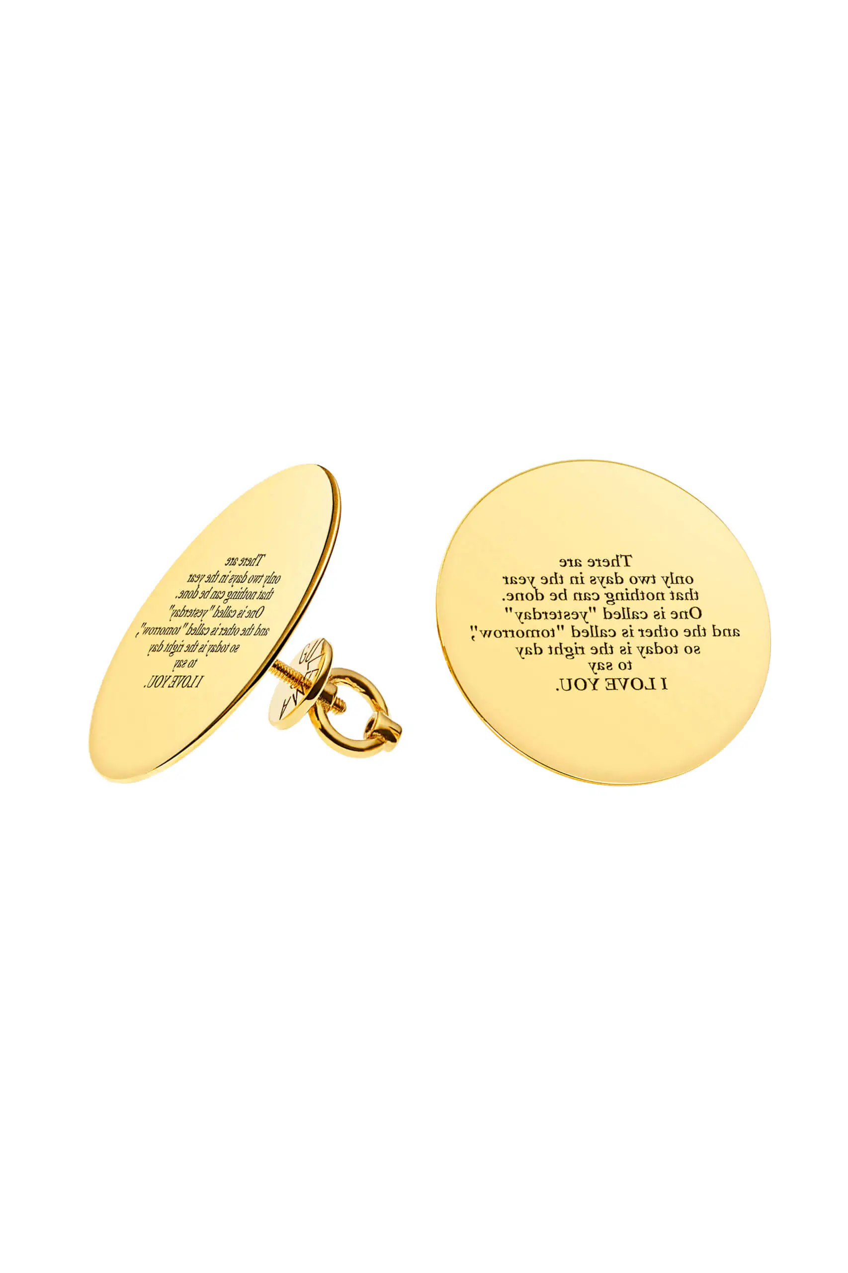 Earrings I love you Earrings, yellow gold for stylish and elegant looks