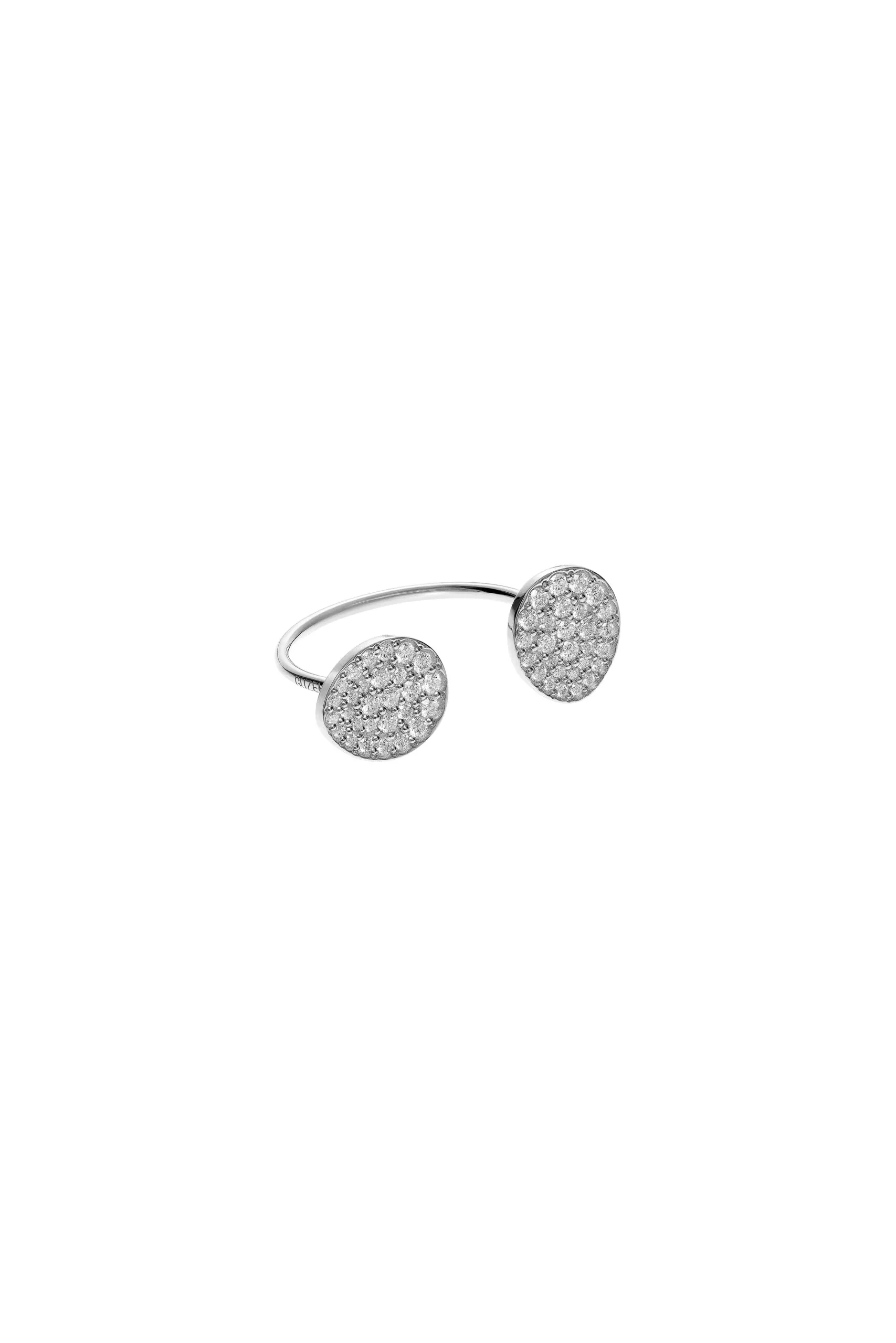 Rings Duo Flat Ring, diamonds, white gold with modern design available now