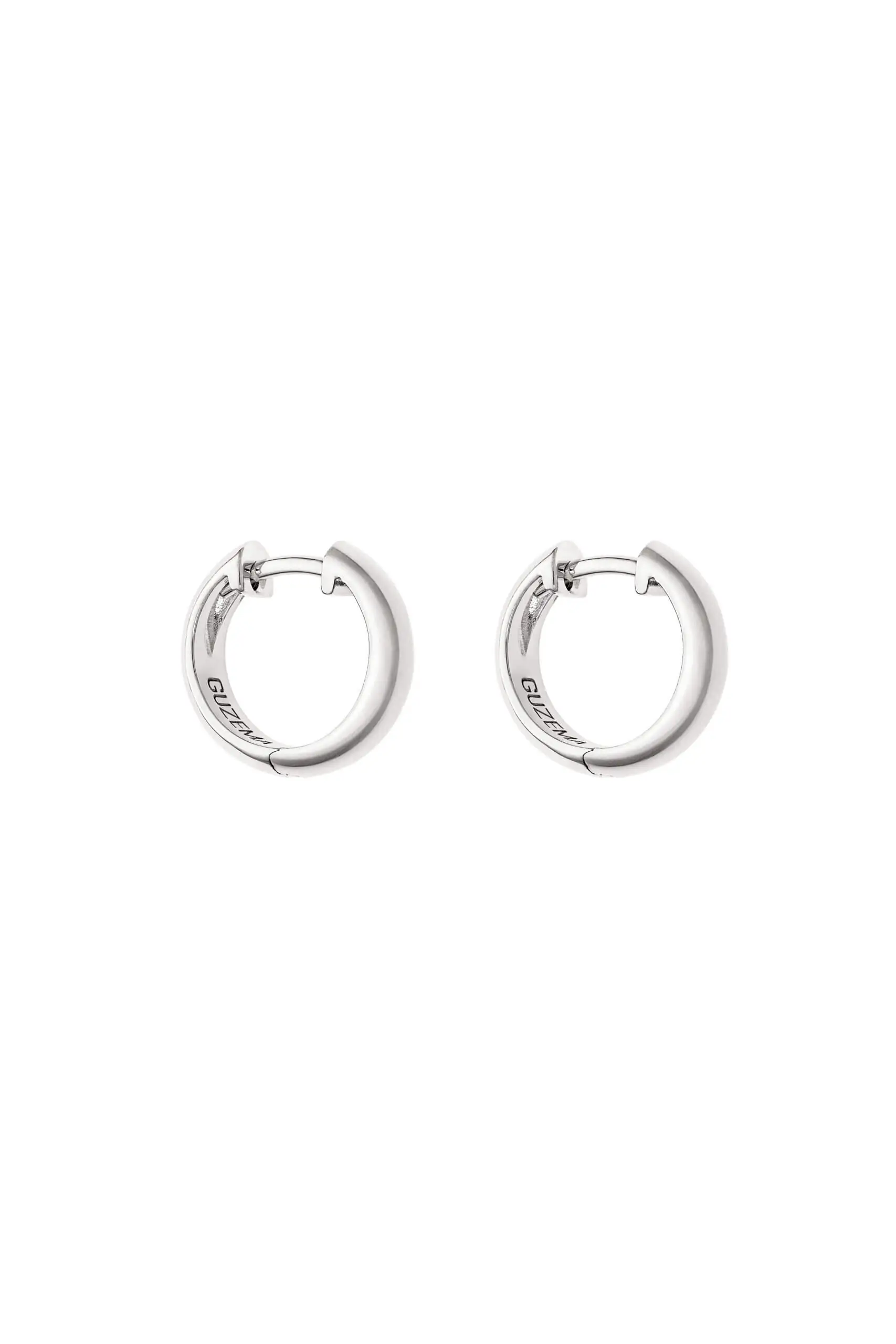 Earrings Mid Hug Hoops, white gold with timeless design by Guzema