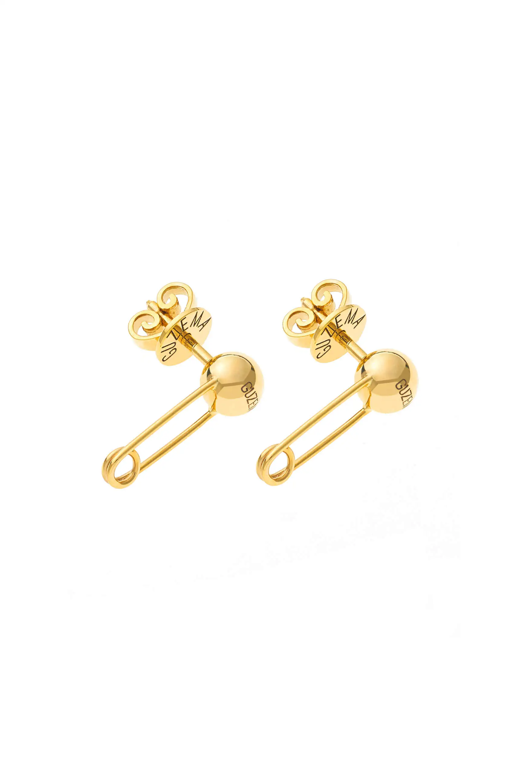 Earrings Pin Earrings, yellow gold with timeless design by Guzema