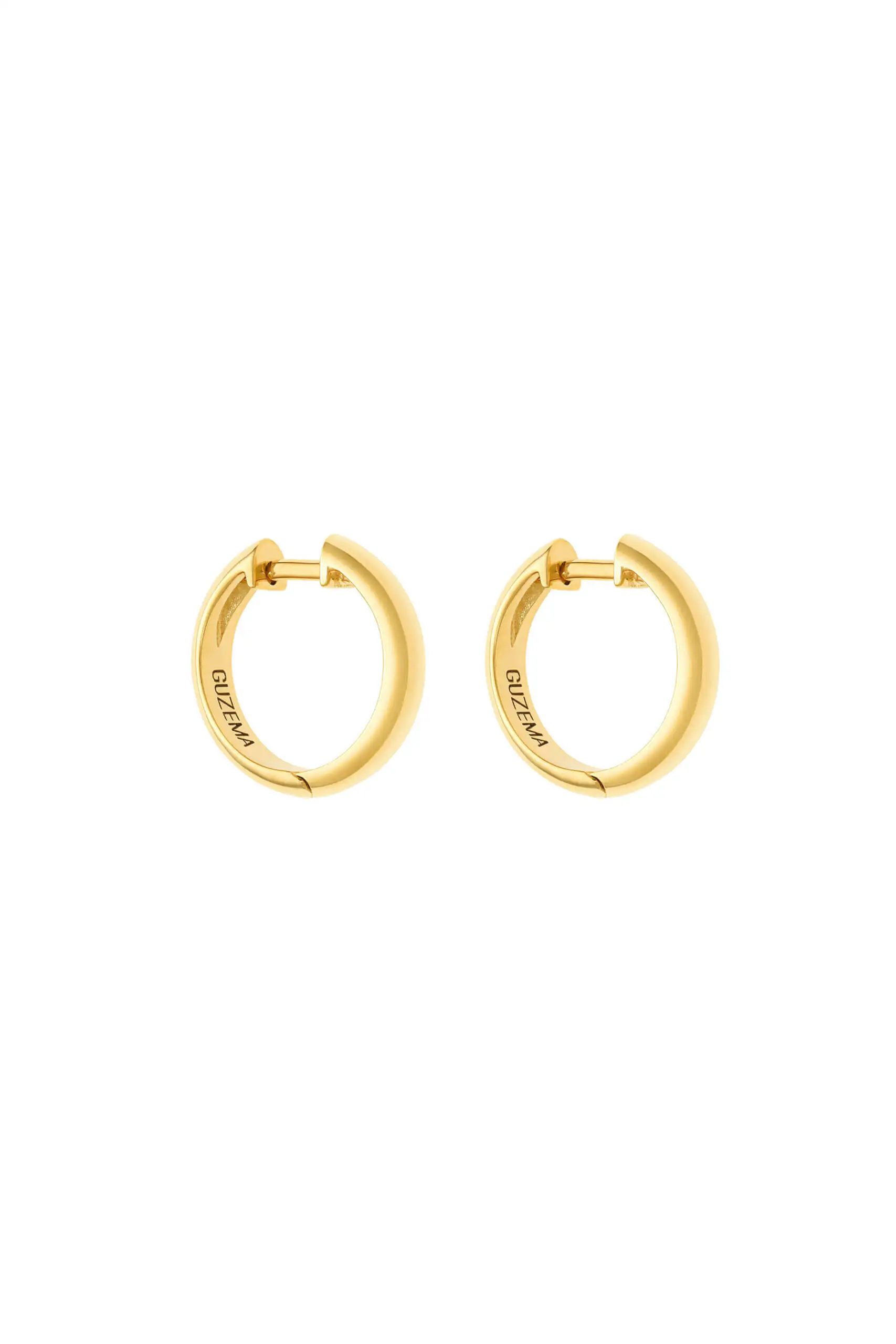 Earrings Bold Hug Hoops, yellow gold with timeless design by Guzema