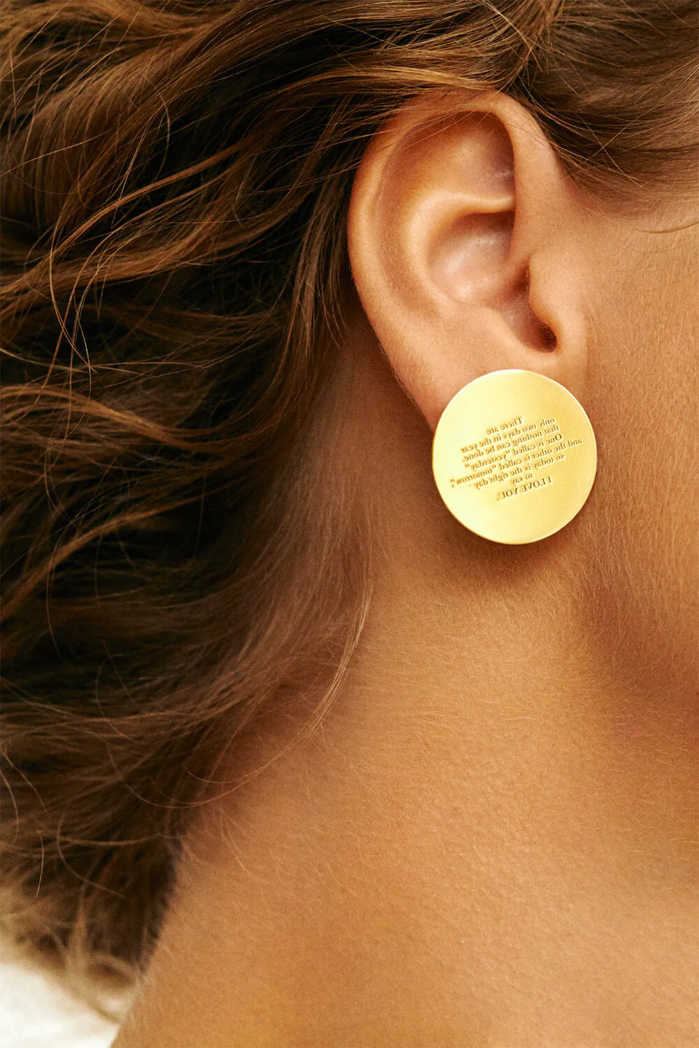 Earrings I love you Earrings, yellow gold for stylish and elegant looks