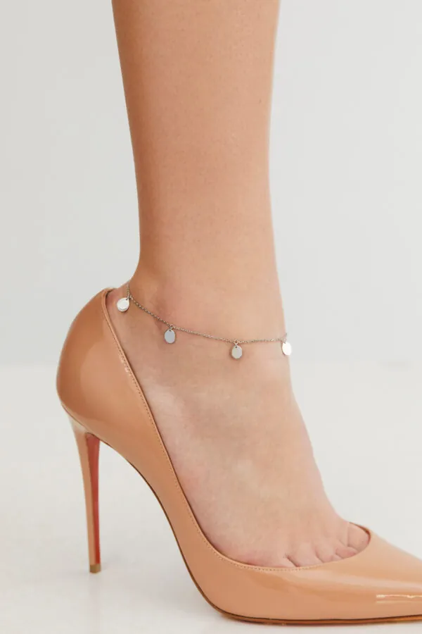 Anklets Flat Quintet Anklet, white gold with timeless elegance from Guzema