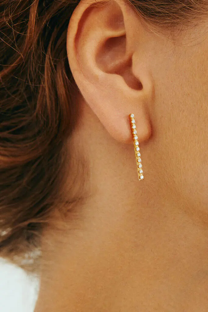 Earrings Diamond Line Earrings, yellow  gold for stylish and elegant looks