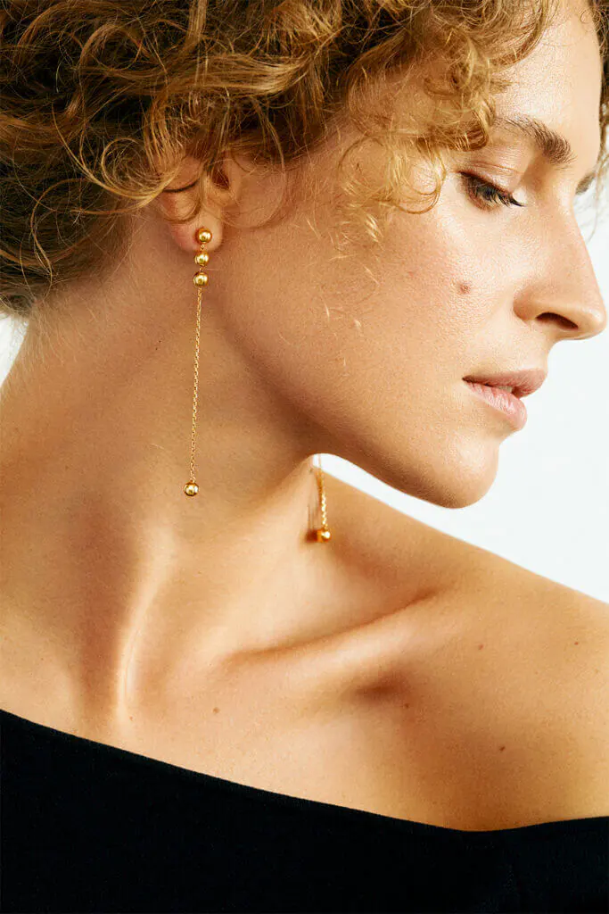 Earrings Tetra Chain Transformer Earrings, yellow gold with timeless design by Guzema