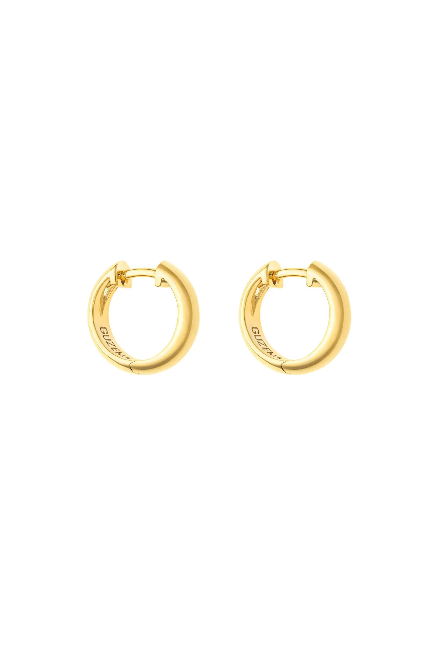 Earrings Mid Hug Hoops, yellow gold with timeless design by Guzema