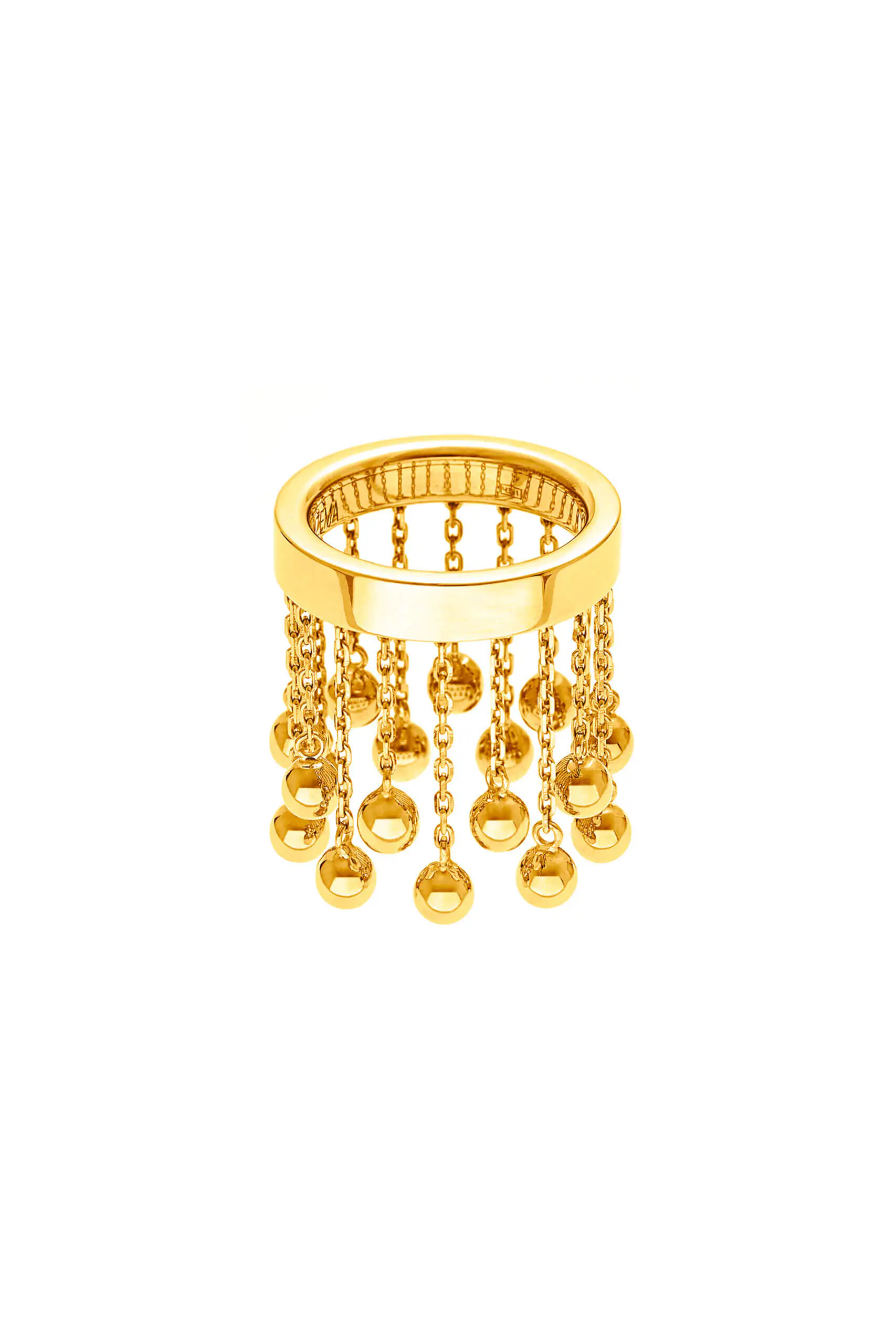 Rings Orbs Chainfall Ring, yellow gold available online with expert craftsmanship