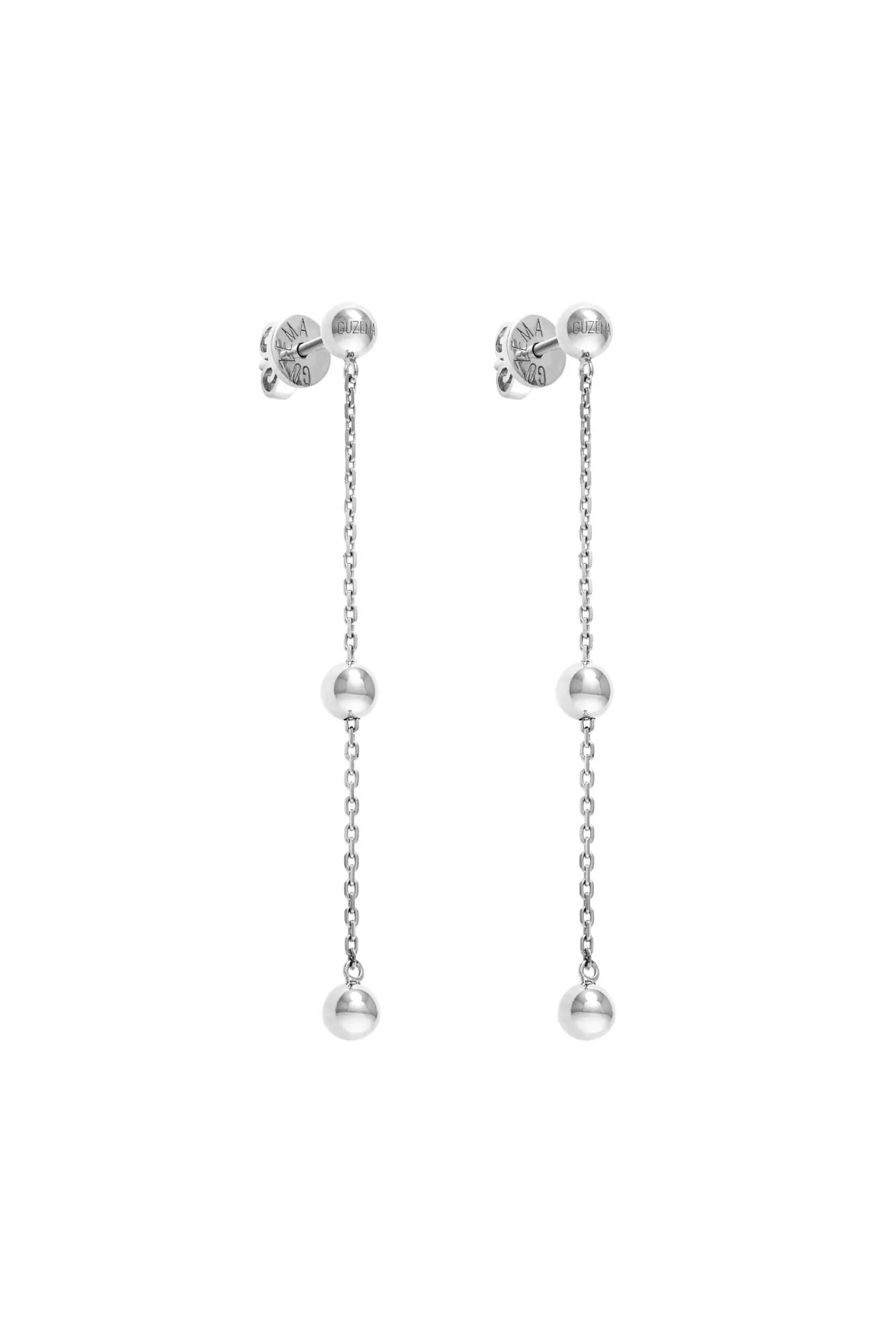 Earrings Trio Chain Transformer Earrings, white gold with timeless design by Guzema