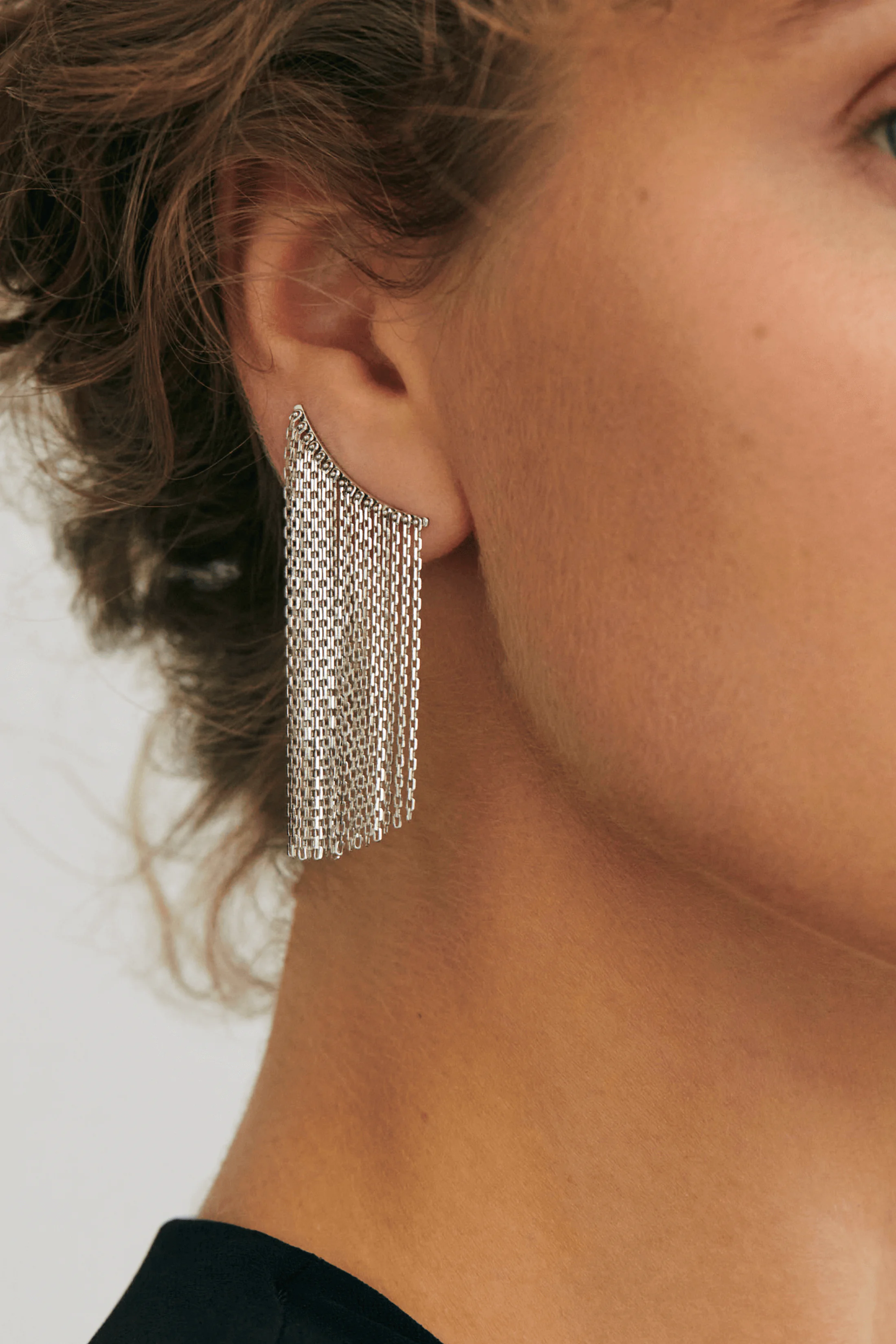 Earrings Mid Chainfall Earrings, white gold for stylish and elegant looks