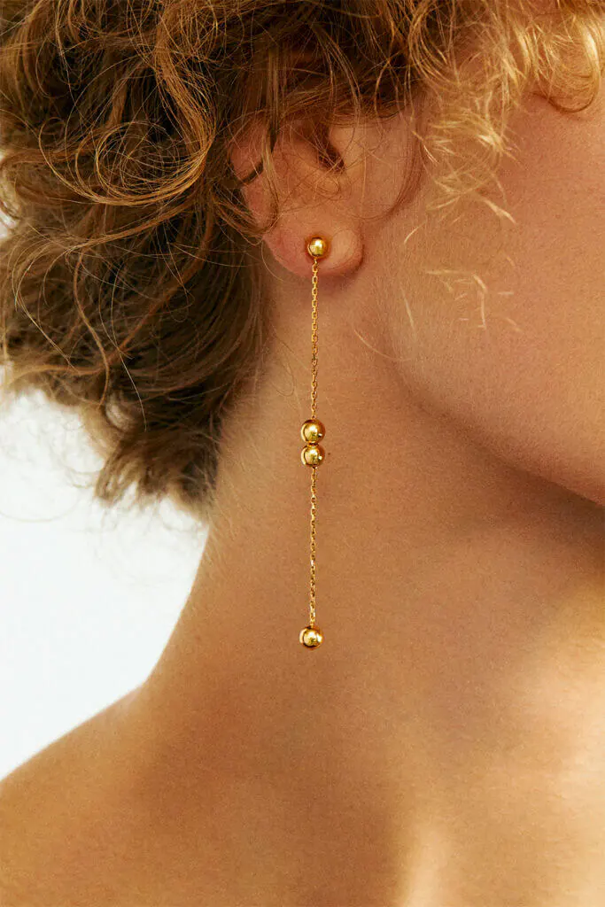 Earrings Tetra Chain Transformer Earrings, yellow gold with timeless design by Guzema