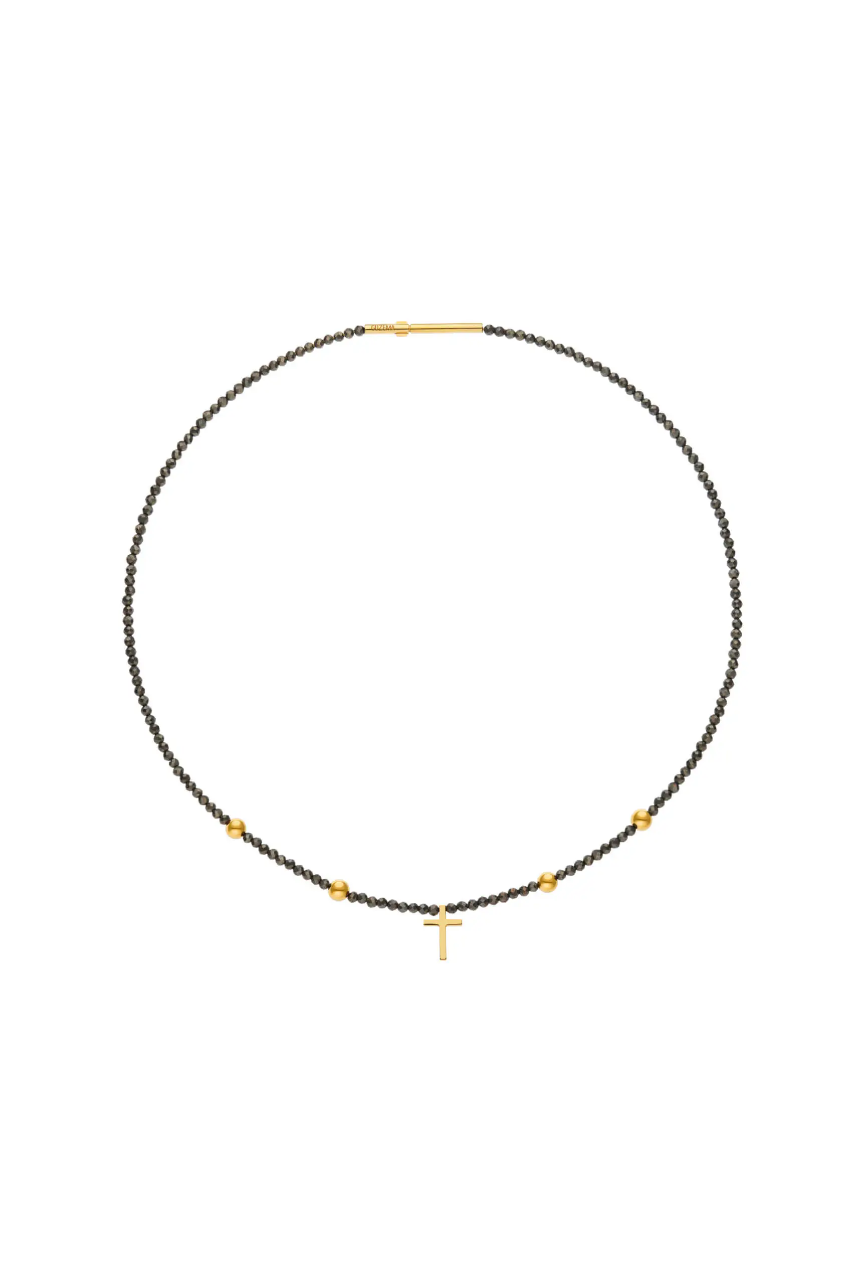 Cross Accent Gems Necklace, yellow gold