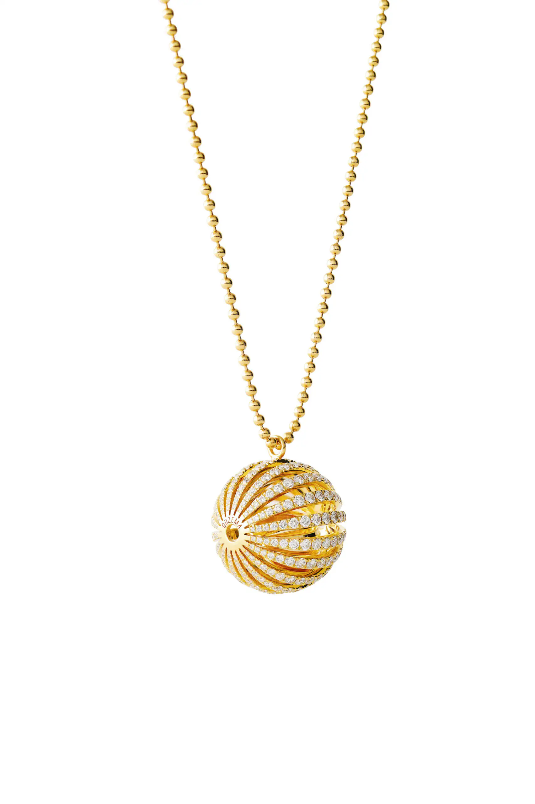 Custom Necklaces Baby Bell Necklace, diamonds, yellow gold for a luxurious style