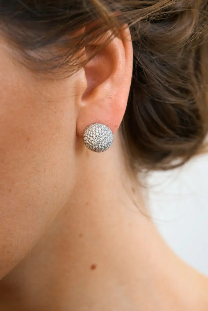 Earrings Mini Sphere Earrings, diamonds, white gold with timeless design by Guzema