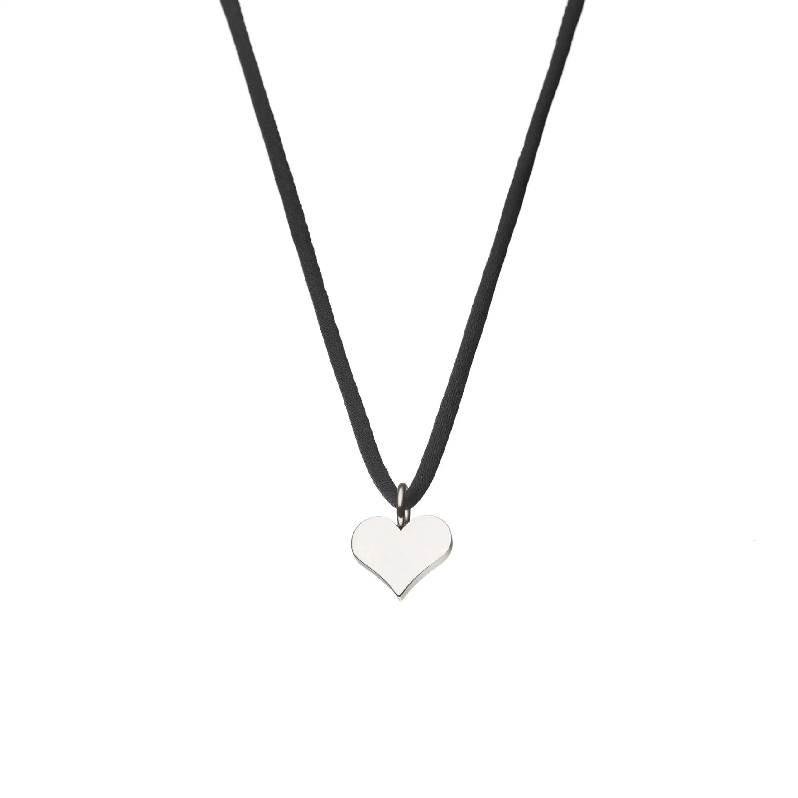 Custom Necklaces Flat Heart Pendant, white gold for a luxurious style