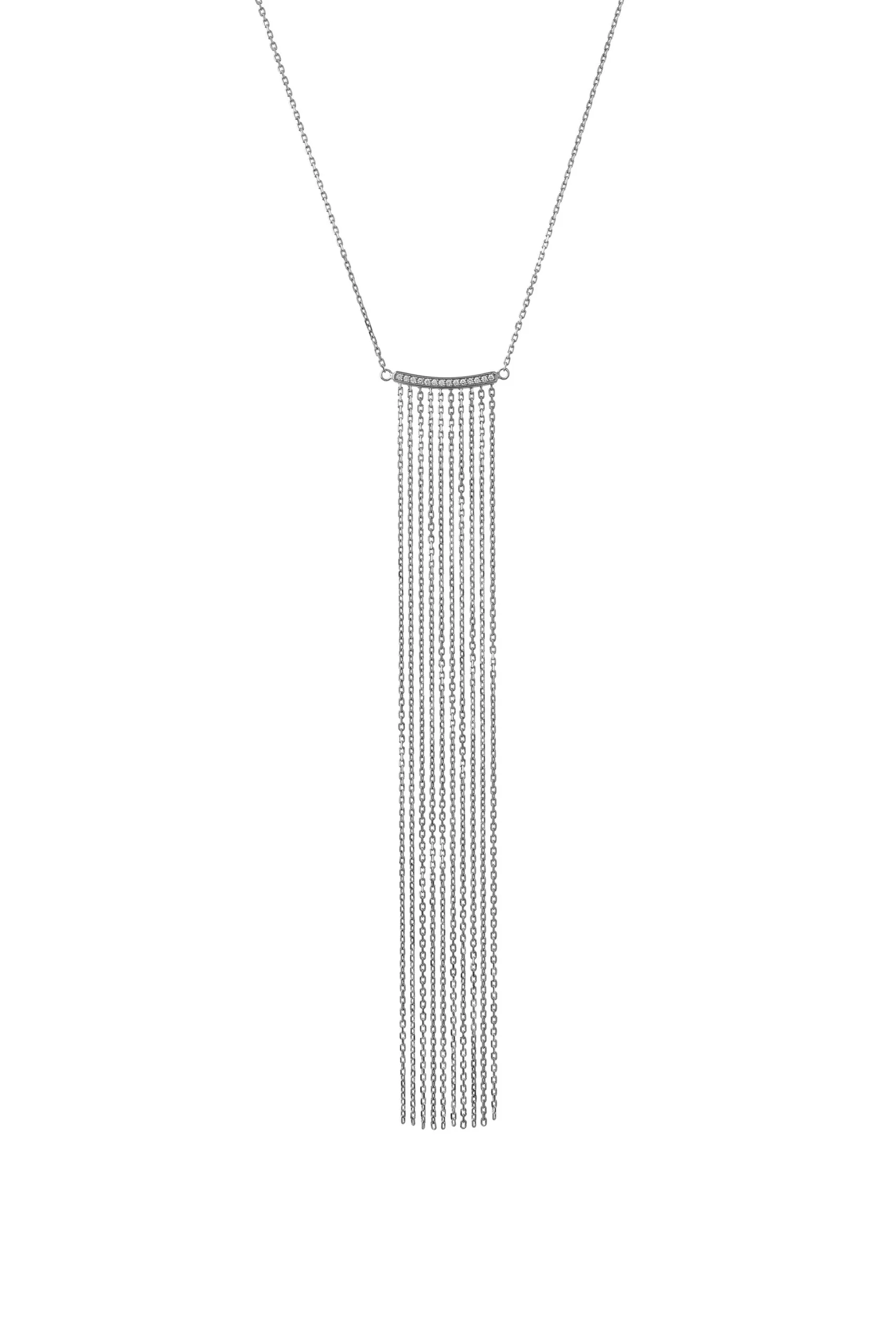 Necklaces Chainfall Necklace, diamonds, white gold with fast delivery from Guzema