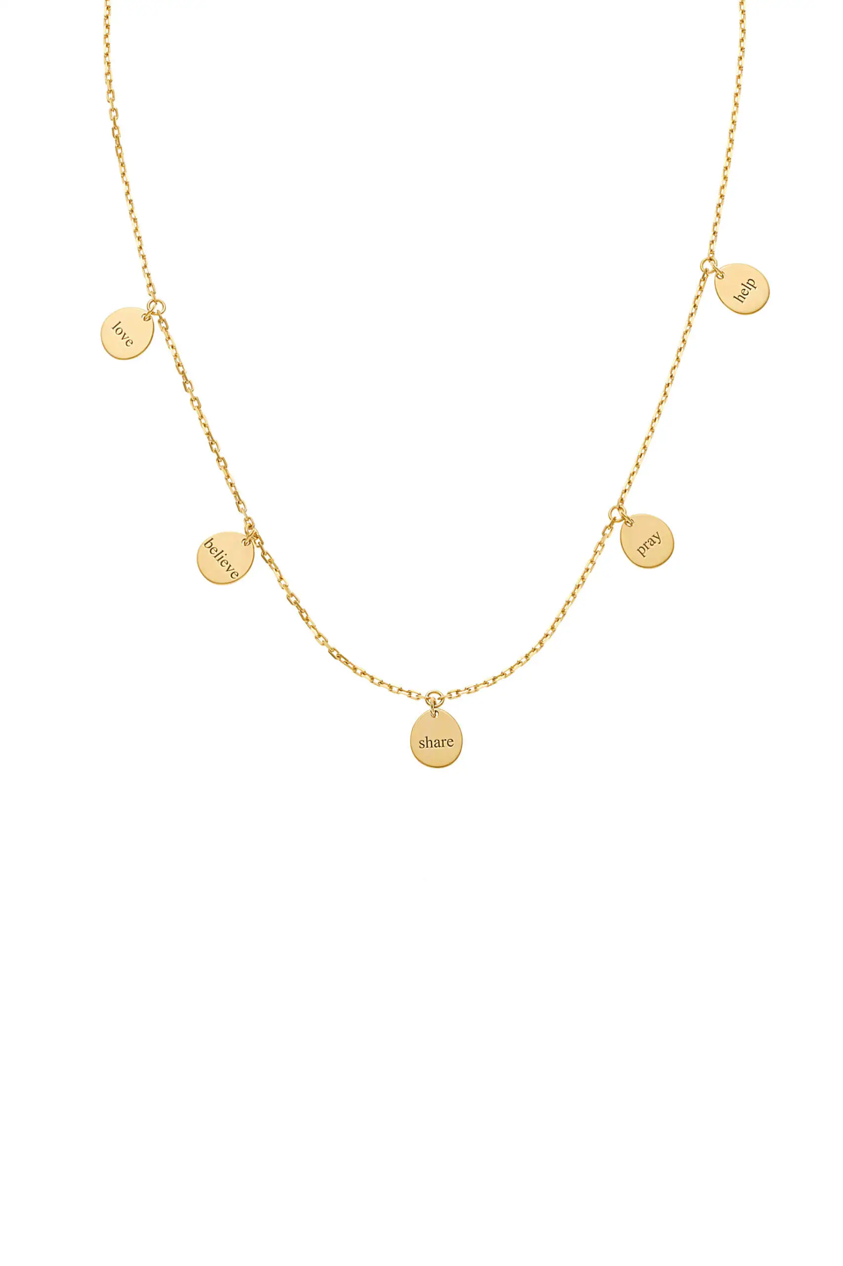 Engraved Charity Necklace, yellow gold