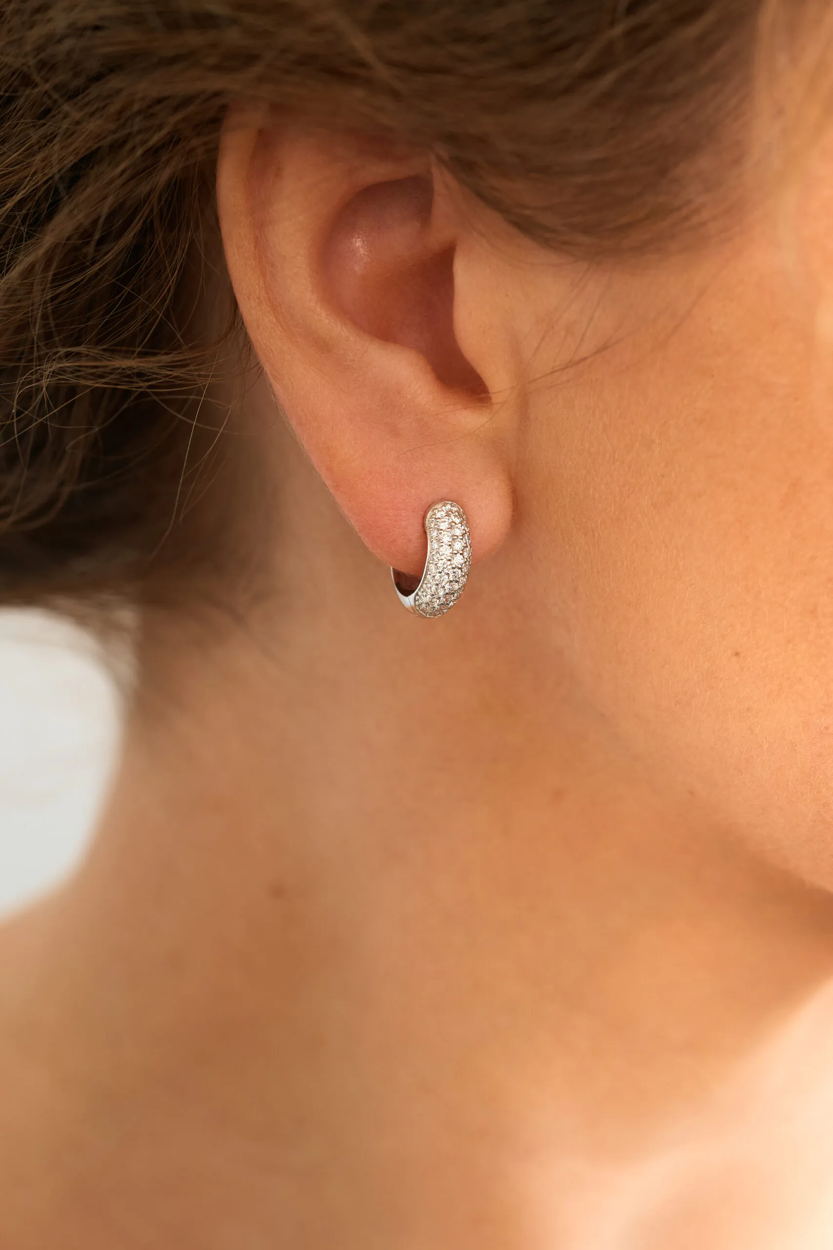 Earrings Diamond Mid Hug Hoops, white gold for a unique and sophisticated look