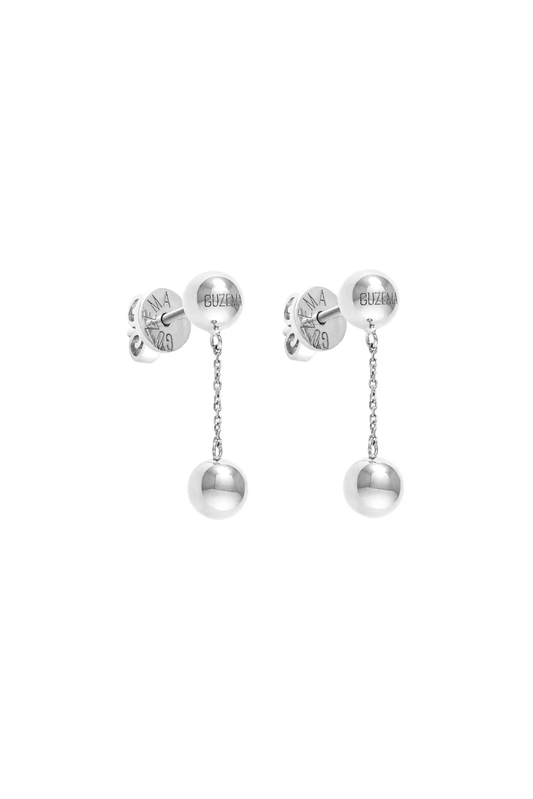 Earrings Dual Mini Orb Earrings, white gold for a unique and sophisticated look