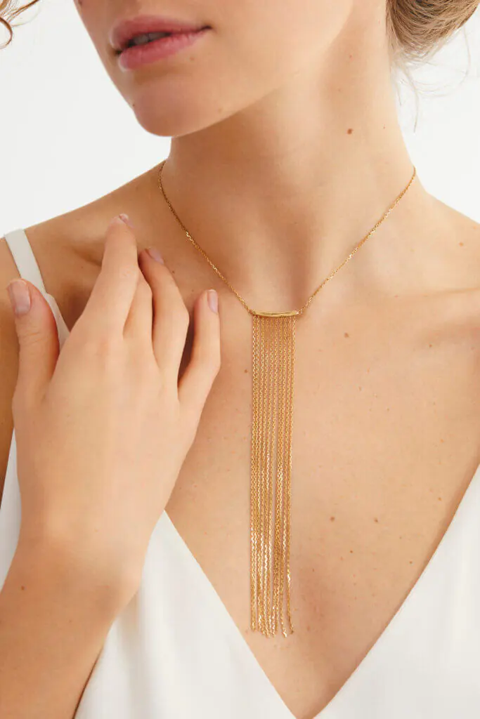 Necklaces Chainfall Necklace, yellow gold with fast delivery from Guzema